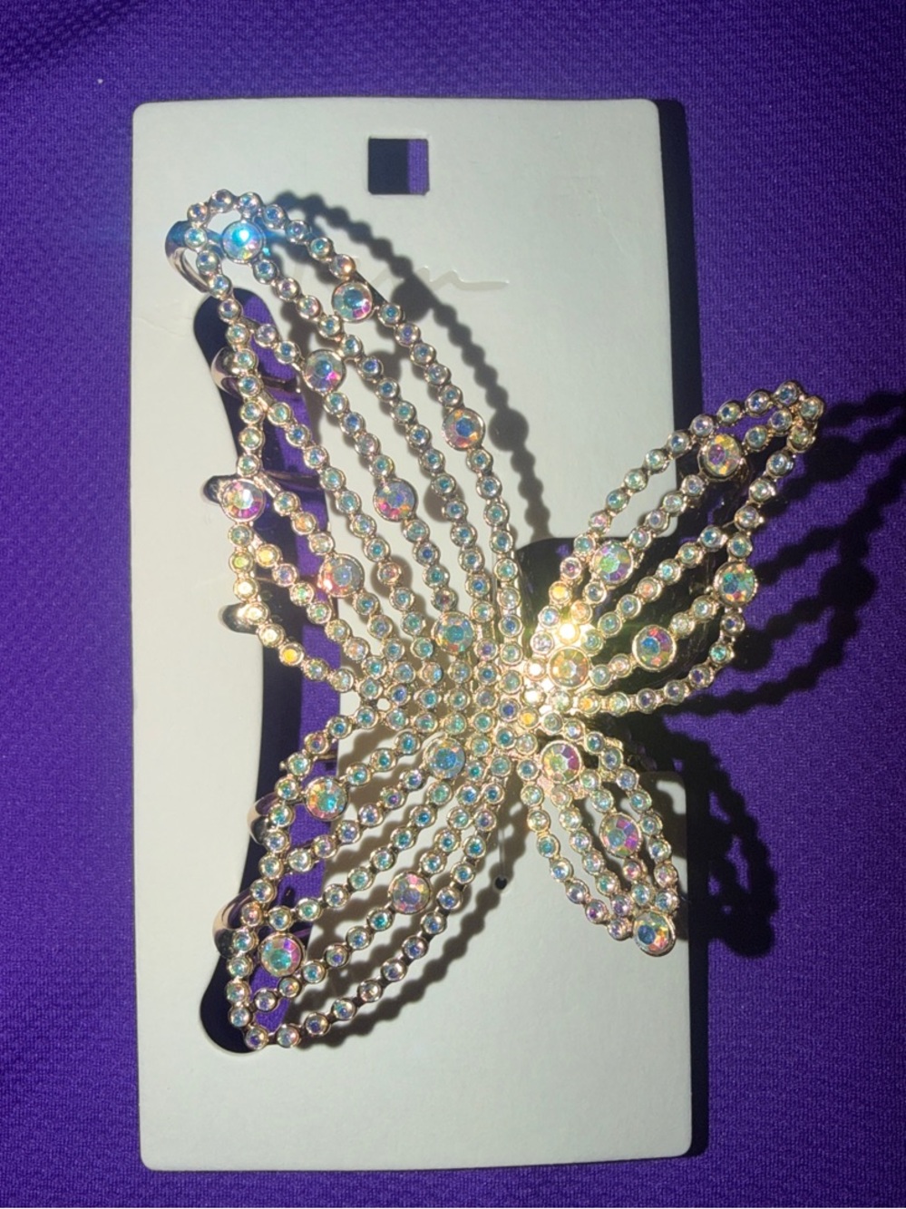 🦋Iridescent Crystal Butterfly Hair Clip - Gold Tone - Picture 1 of 1